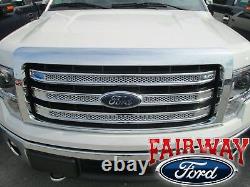 09 thru 14 Ford F150 OEM Genuine Ford 3 Bar Chrome Mesh Grille Grill withEmblem