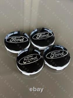 4x BLACK FORD CENTRE CAPS 54MM ALLOY WHEEL FITS MOST MODELS FOCUS FIESTA KA