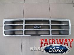 92 thru 97 F-250 F-350 OEM Genuine Ford Platinum Chrome Grill Grille with Emblem