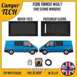 Ford Transit MK6/7 SWB Driver FIXED & Passenger SLIDING Windows with Kit &Trim