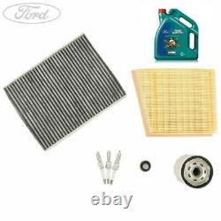 Véritable kit de service Ford Fiesta Mk8 1.0 Filtre à huile d'air de cabine Bougie d'allumage 5W-20